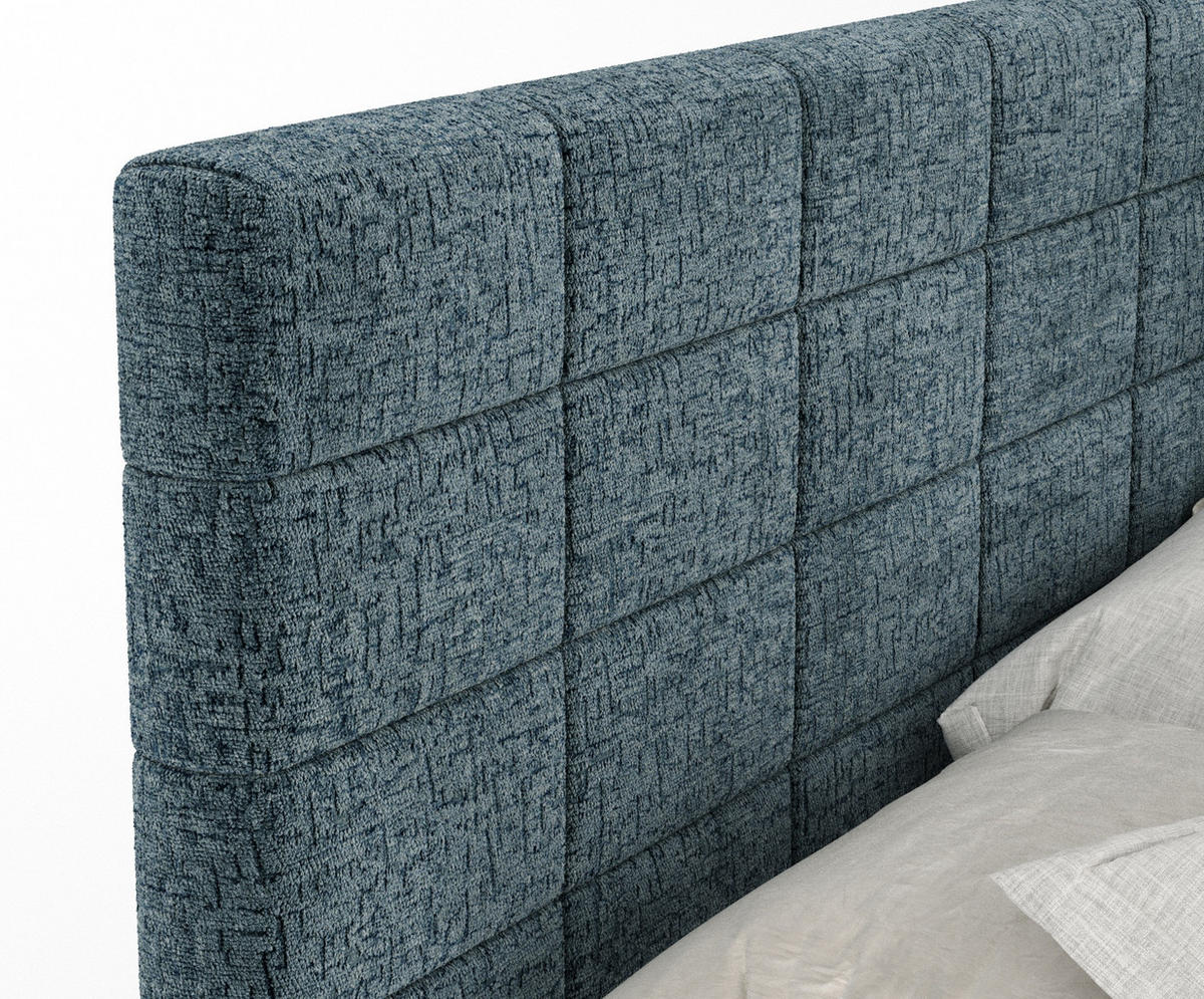 BOXSPRINGBETT Ava Blau 200/200 cm - Blau/Schwarz, Holz/Holzwerkstoff (200/200cm) - Maison de Reve