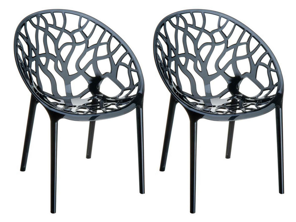 GARTENSTUHL 2er Set Kunststoff schwarz - Schwarz, Kunststoff (59/1/60cm) - CLP