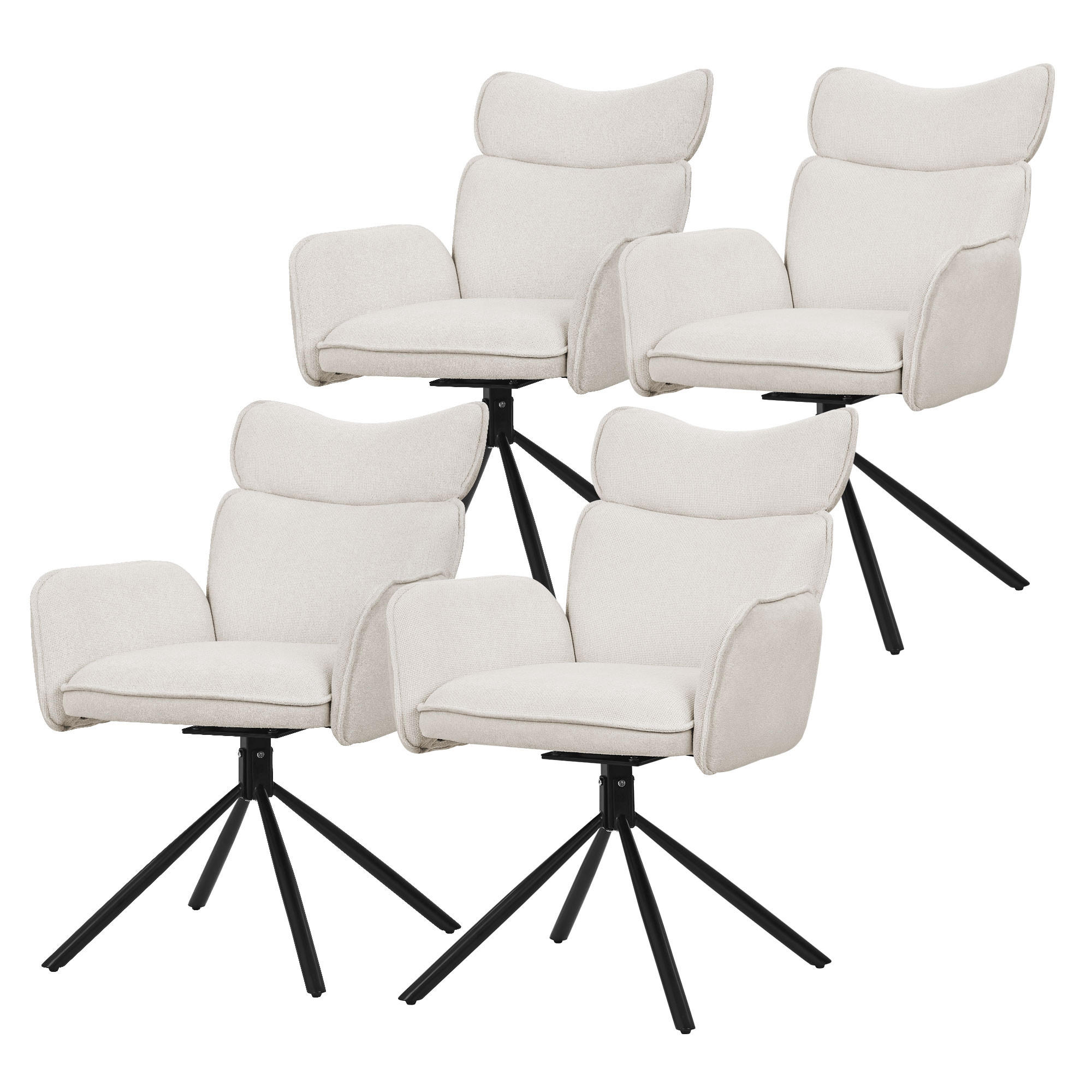 ESSZIMMERSTÜHLE 4er Set drehbar Beige mit Stoffbezug - Beige/Schwarz, Textil/Metall (63/89/68cm) - ML-DESIGN