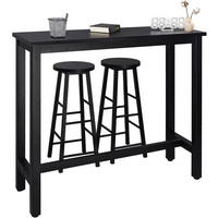 BARTISCH Set mit 2 Barhockern, aus Metall & Holz - Schwarz, Holzwerkstoff/Metall (40/120/100cm) - Woltu