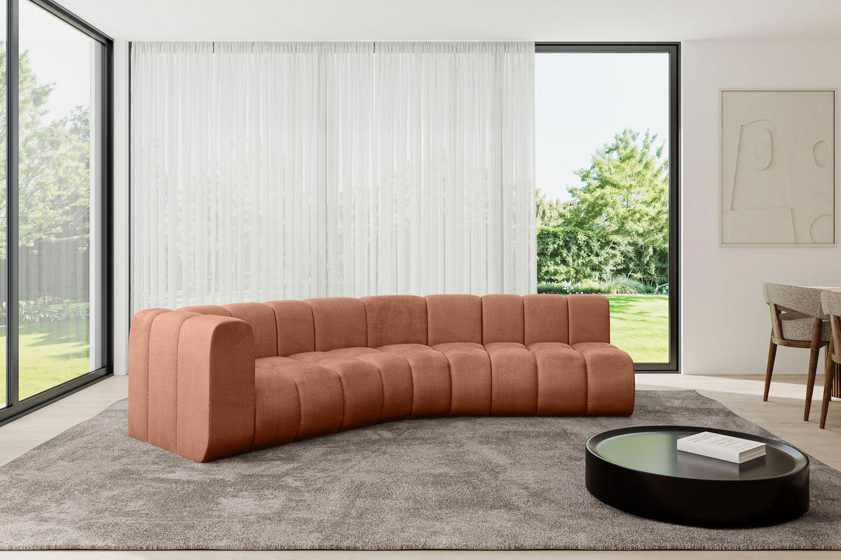 ECKSOFA modulares Sofa Karex-L1 - 308x194x70 cm Apricot - Koralle, Holzwerkstoff/Textil (308/194cm) - ALTDECOR