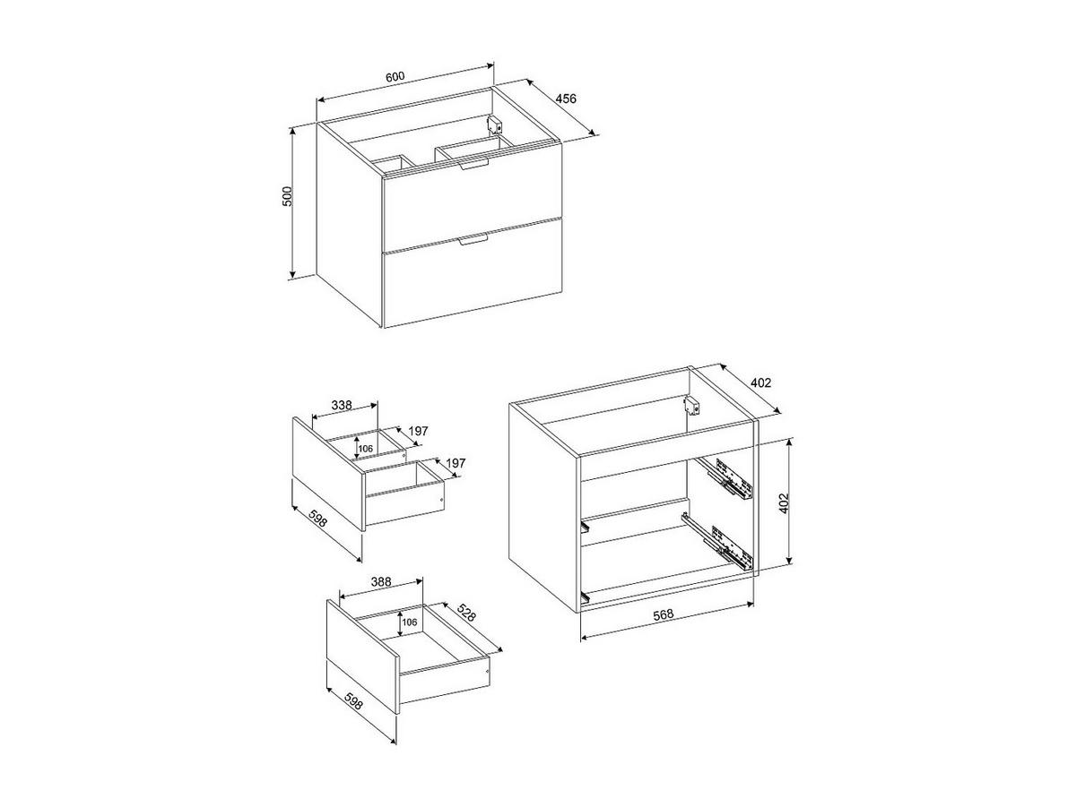 WASCHBECKENUNTERSCHRANK - 60 cm x 46 cm - holz - weiß Avoreli - Weiß, Holz (60/50/46cm) - Vente-Unique