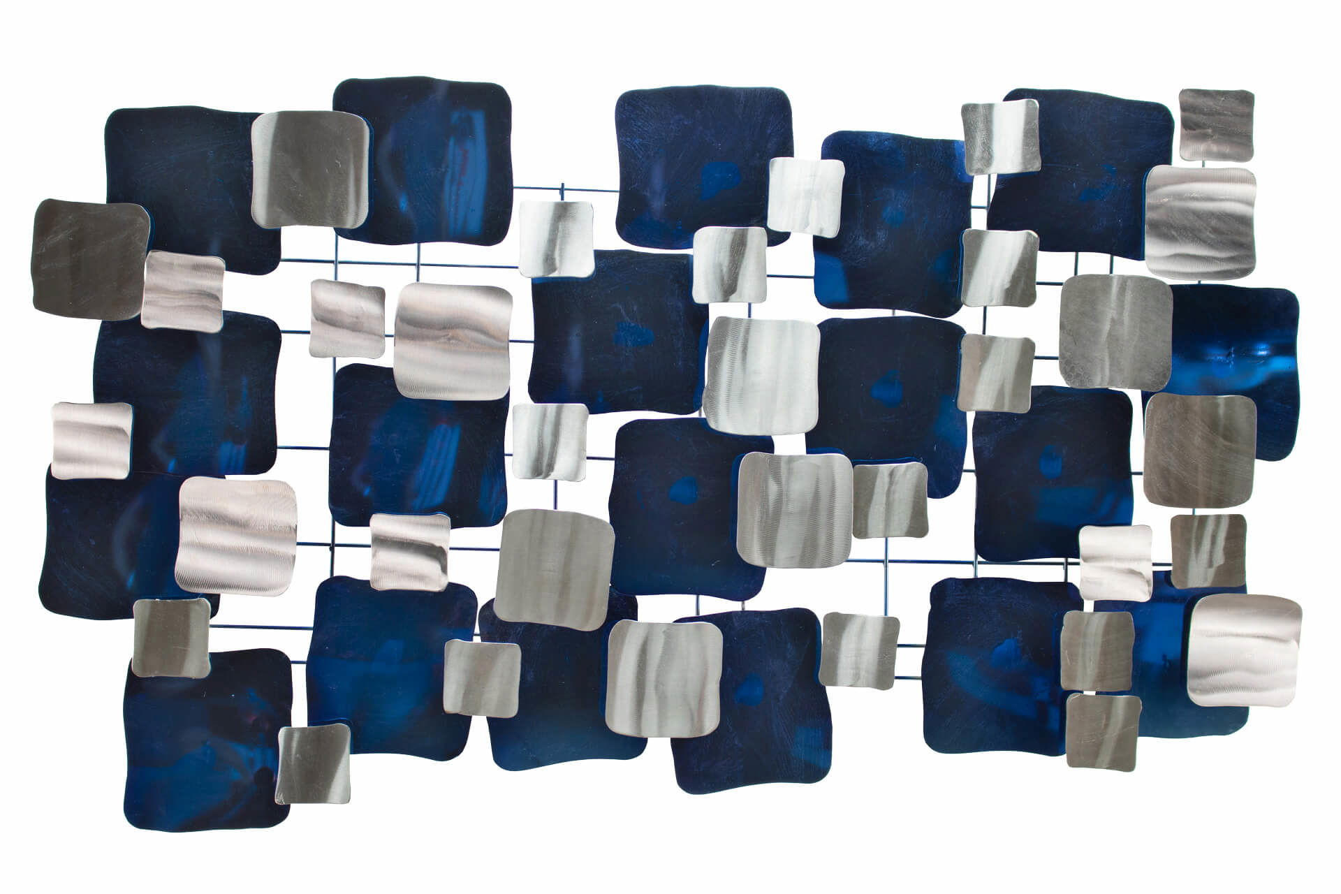 KUNSTLOFT KOVOVÁ NÁSTĚNNÁ DEKORACE MODRÁ/BÍLÁ, 117/65 CM