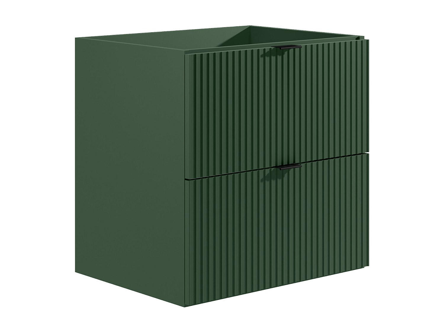 WASCHBECKENUNTERSCHRANK hängend unter Waschbecken - Streifenoptik - Grün matt - 60 cm - ZEVINI - Grün, Holz (60/60/47cm) - Vente-Unique