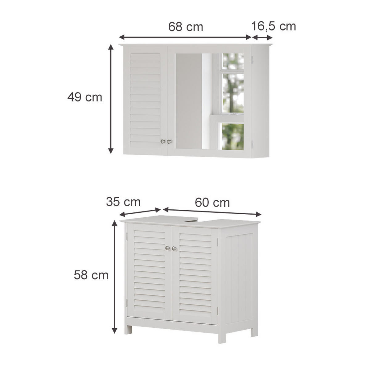 BADMÖBEL-SET Riad Weiß 2 Teile - Weiß, Holzwerkstoff (60/58/35cm) - Vicco
