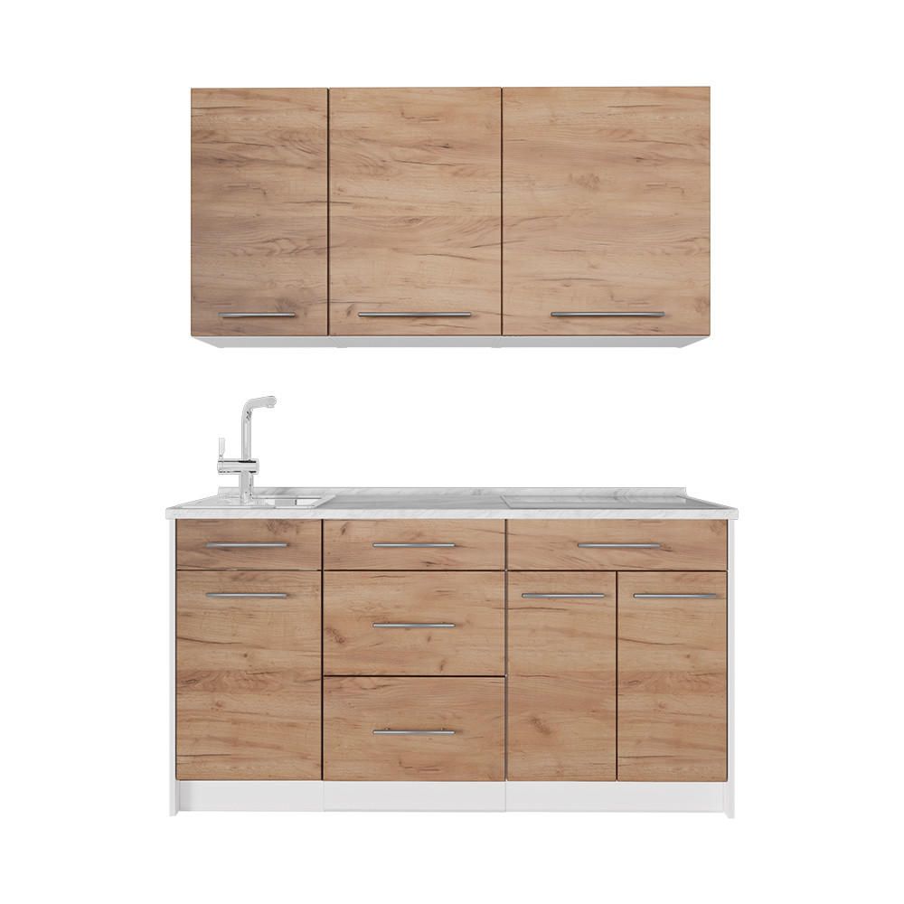 Vicco JEDNOTKOVÁ KUCHYNĚ Fame-Line, Zlatý mocný dub, 150 cm, PD Mramor