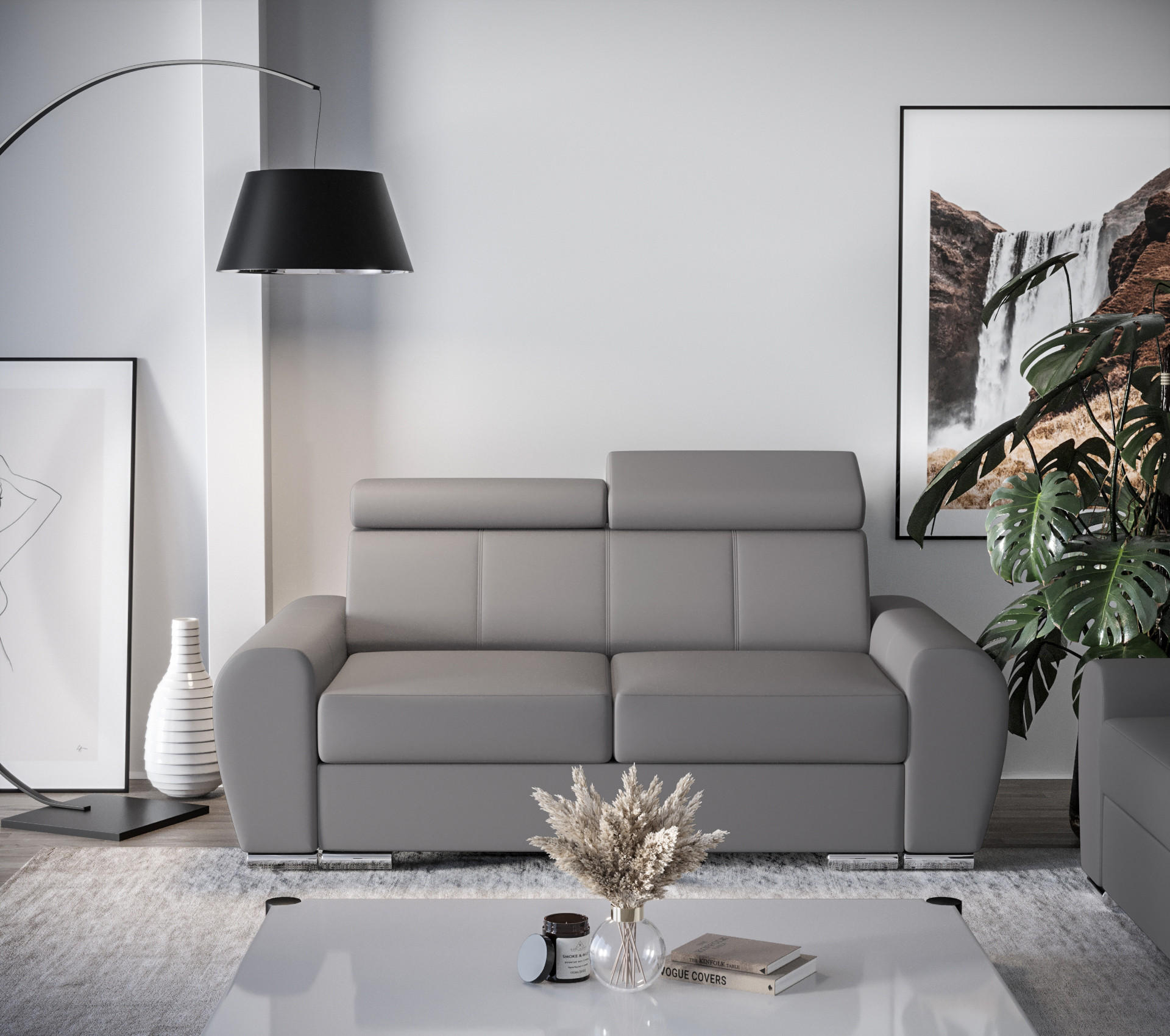 SCHLAFSOFA APOLLO, mit Schlaffunktion und Bettkasten, Farbe: Grau, Kunstleder - Grau, Textil (178/96/99cm) - O-Sofa