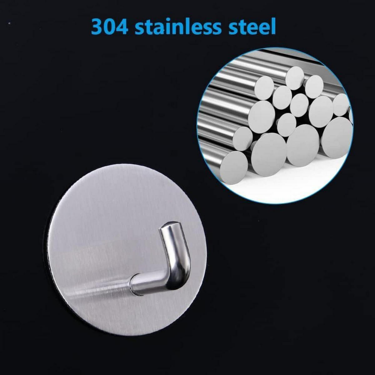 HAKEN 6-teiliges Set Edelstahl selbstklebend rund - Silberfarben, Metall (3/4.5/16.5cm)