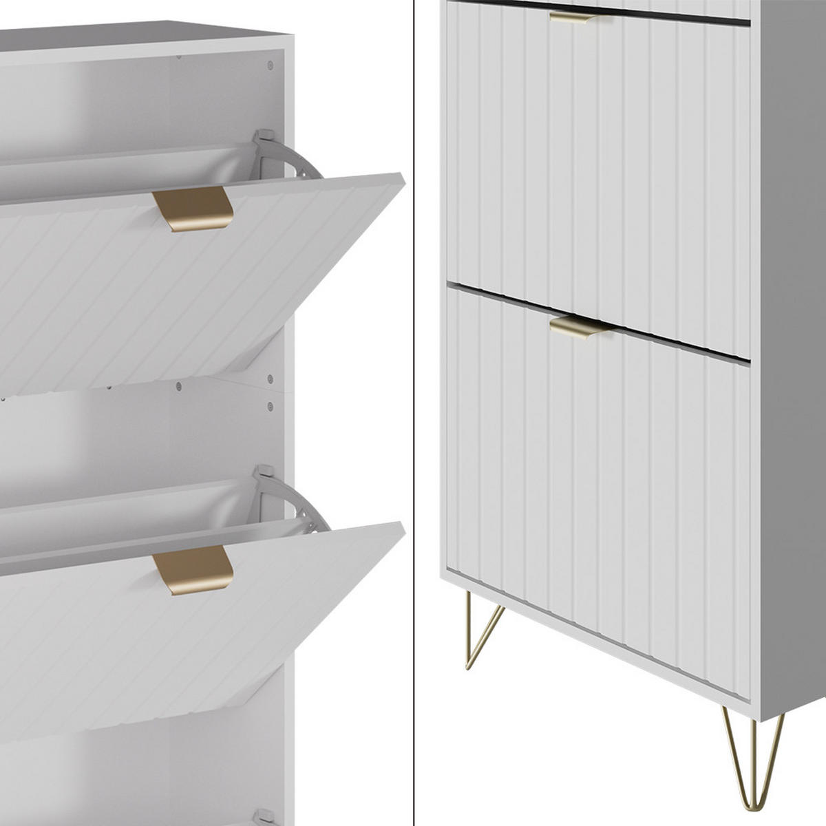 SCHUHSCHRANK Helge Weiß 60 x 128.5 cm 3 Fächer - Weiß, Holzwerkstoff (60/128.5/23.5cm) - Vicco