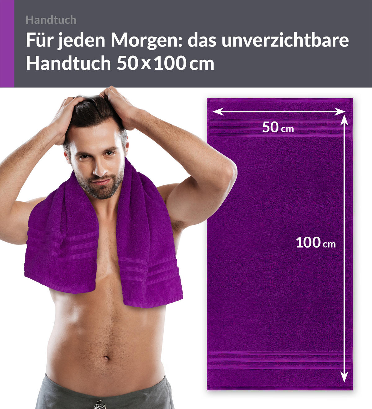 HANDTUCH 50x100 cm London Aubergine Lila 4er Set - Aubergine, Textil (50/100cm) - Lashuma