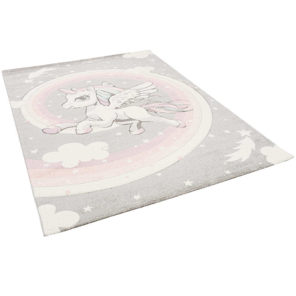 KINDER TEPPICH MAUI KIDS PASTELL EINHORN - Grau, Textil (80/150cm) - Pergamon