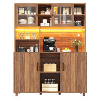 BUFFET 140x40x185cm LED Snackablage Walnuss - Braun, Glas (140/185/40cm) - FLIEKS
