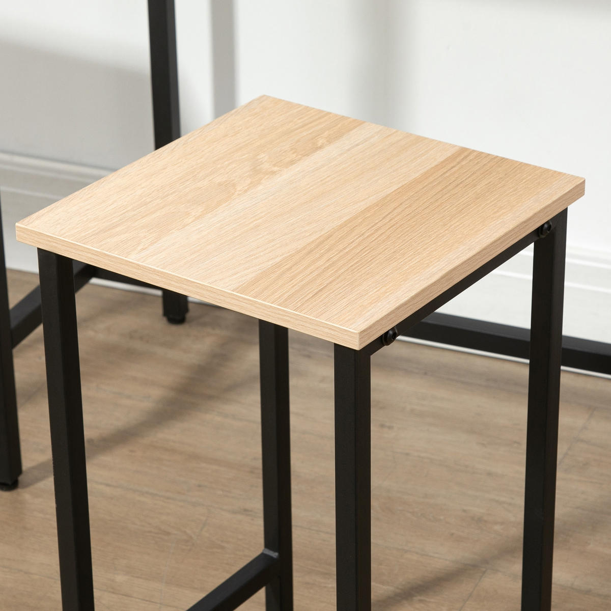 BARTISCH-SET, Spanplatte, Natur+Schwarz - Naturfarben, Kunststoff (50/85/80cm) - HOMCOM