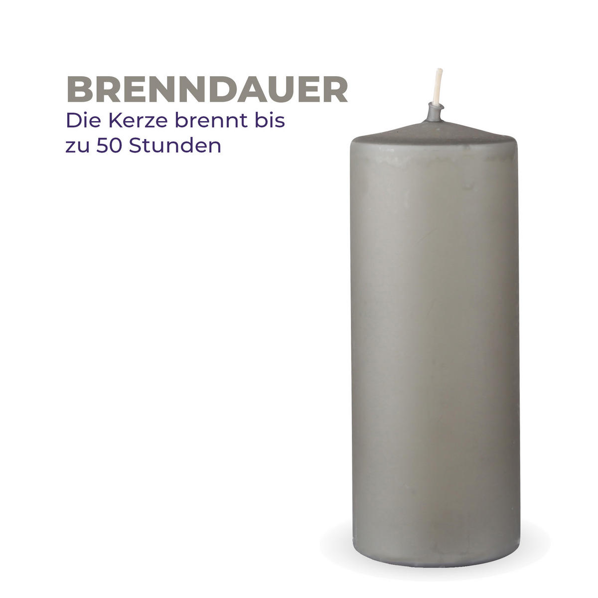 STUMPENKERZEN "Hellgrau", Größe Ø7cm x Höhe: 16 cm - Hellgrau, Naturmaterialien (7/16cm) - HS Candle