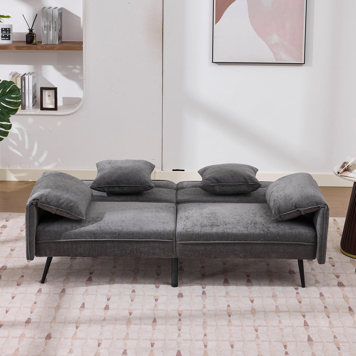 2-SITZER Schlafsofa, Stoff mit 3-fach verstellbarer Rückenlehne, 167,5/73/70 cm, Grau - Grau, Textil (73/70/167.5cm) - Redom