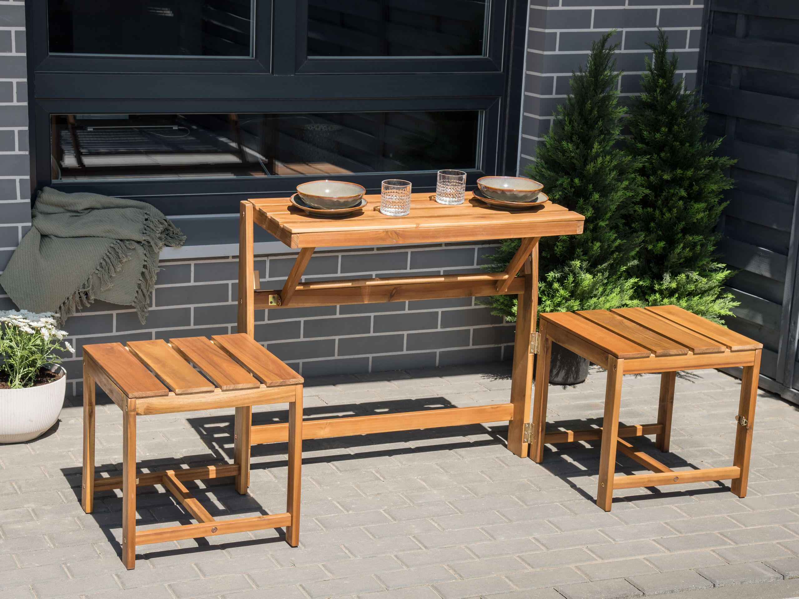 BISTRO-SET Heller Holzfarbton Tuenno - Hellbraun, Holz - Beliani
