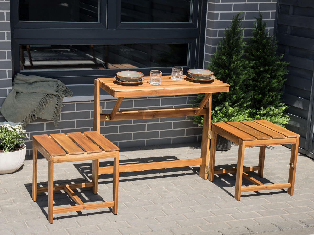 BISTRO-SET Heller Holzfarbton Tuenno - Hellbraun, Holz - Beliani