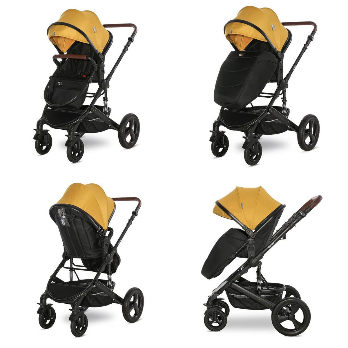 KOMBIKINDERWAGEN Boston 2 in 1 Sportsitz Babywanne Mückennetz bis 22 kg - Gelb, Metall (106/60/118cm) - Lorelli