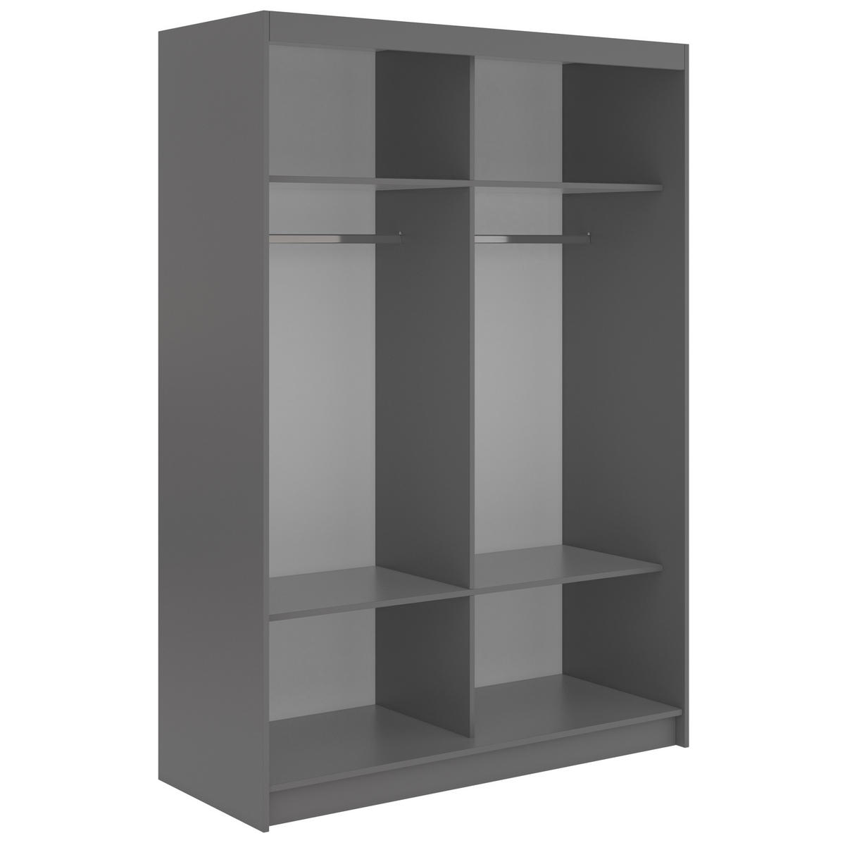 SCHWEBETÜRENSCHRANK 150 - GRECJA - Grau mit Spiegel - Alufarben/Grau, Holzwerkstoff/Metall (150/216/61cm) - MKS