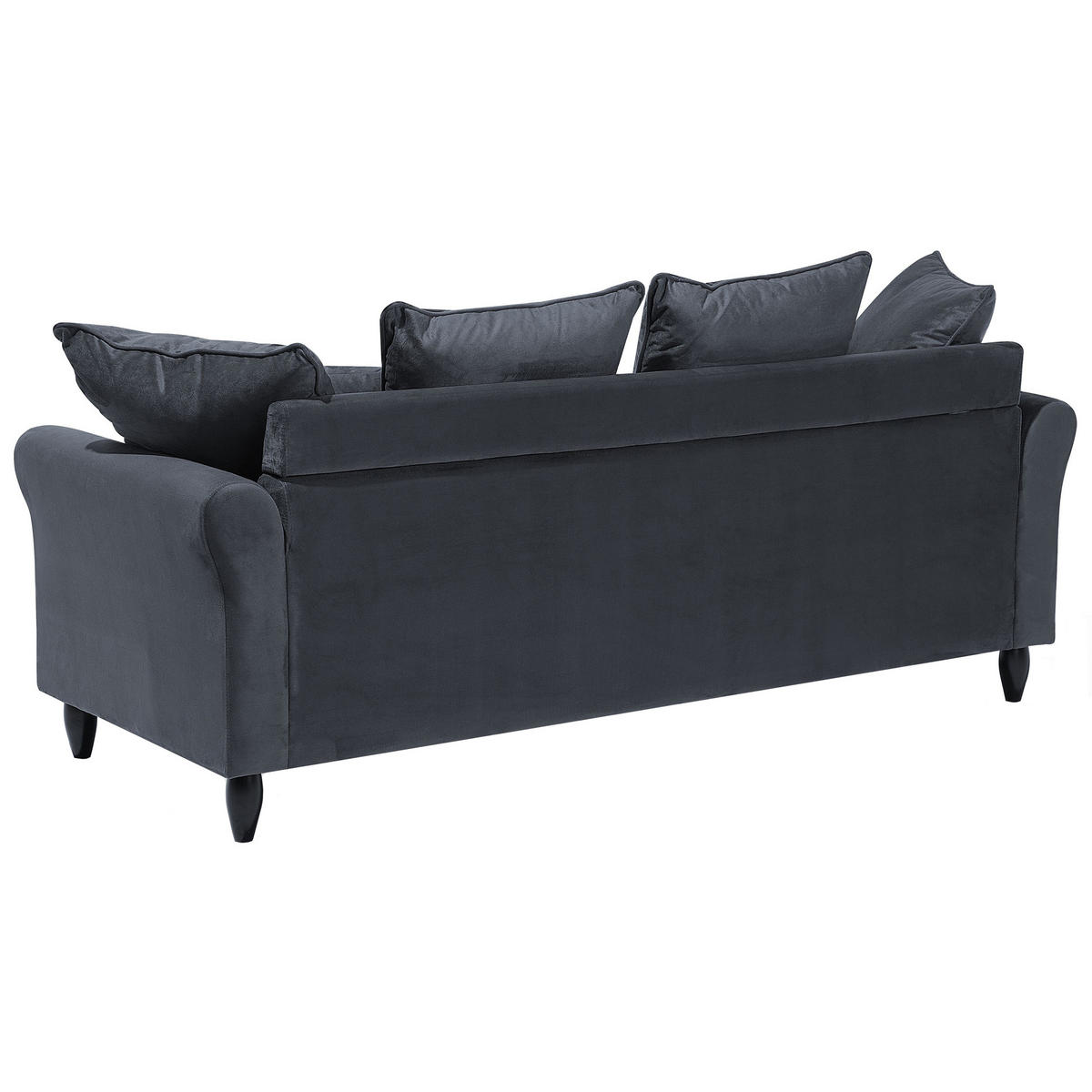 3-SITZER-SOFA Samtstoff Grau Bornholm - Dunkelgrau, Textil (197/76/79cm) - Beliani