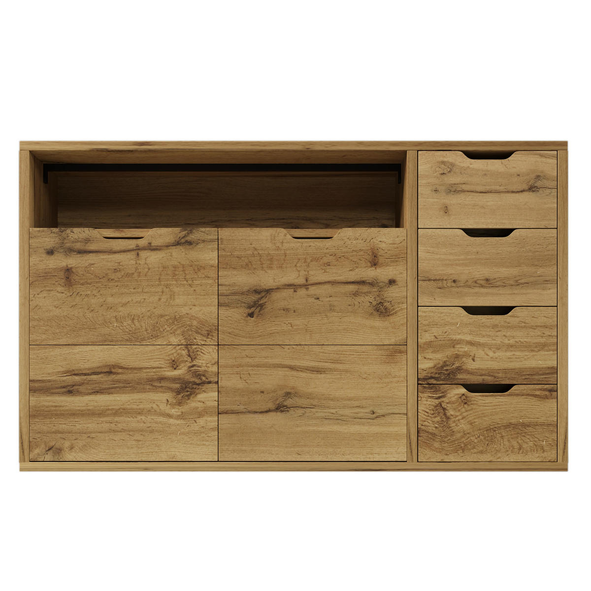 KOMMODE DE-37493 150/40/90 cm mit 4 Schubladen und 2 Türen Eiche - Eichefarben, Holzwerkstoff (150/90/40cm) - ComfortXL