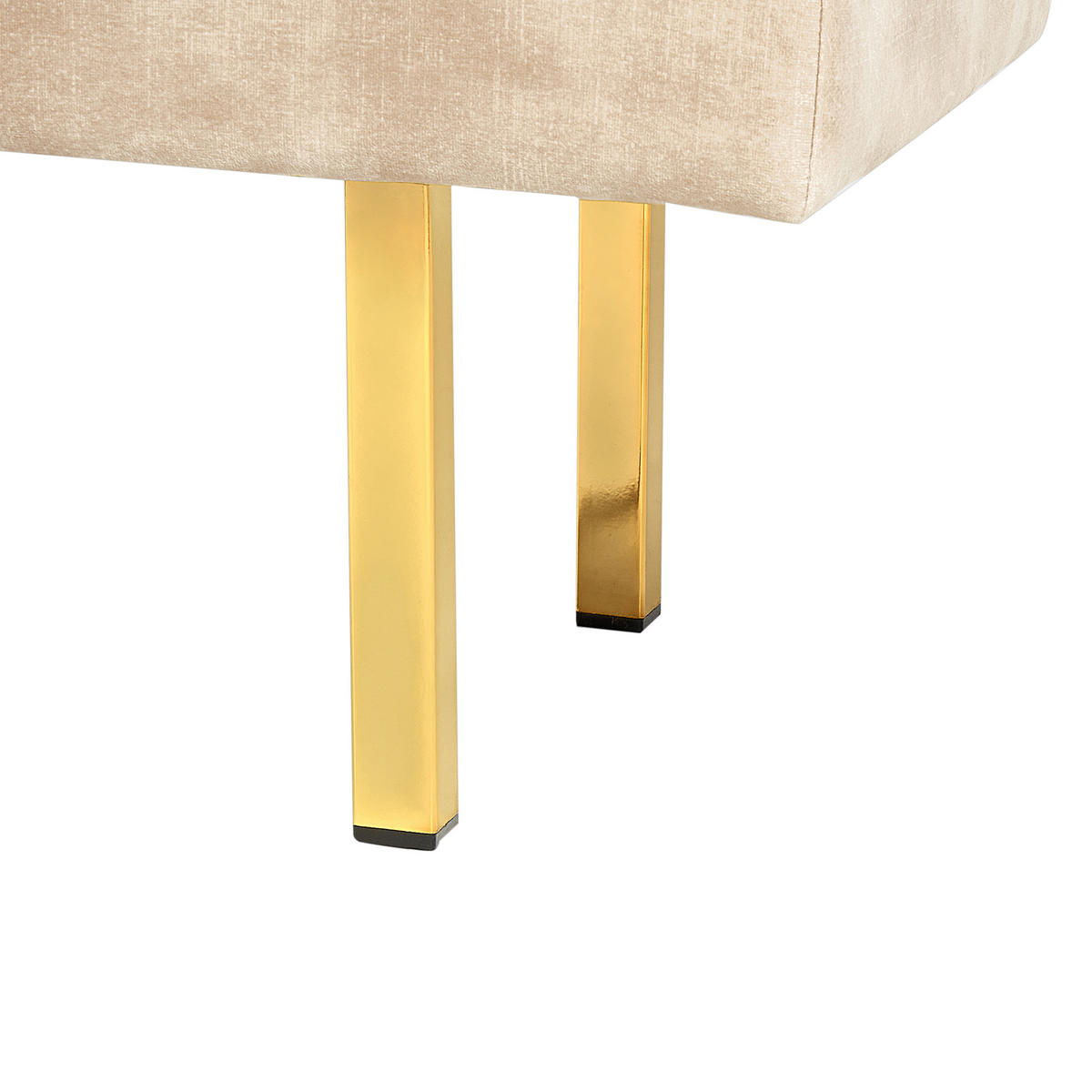 BANK Beige/Gold Roseville - Beige/Goldfarben, Holz/Textil (117/44/40cm) - Beliani