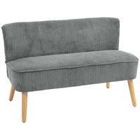 2-SITZER-SOFA DE-06461 mit Samtbezug & Holzrahmen Grau - Grau, Holz/Textil (117/77/56.5cm) - ComfortXL