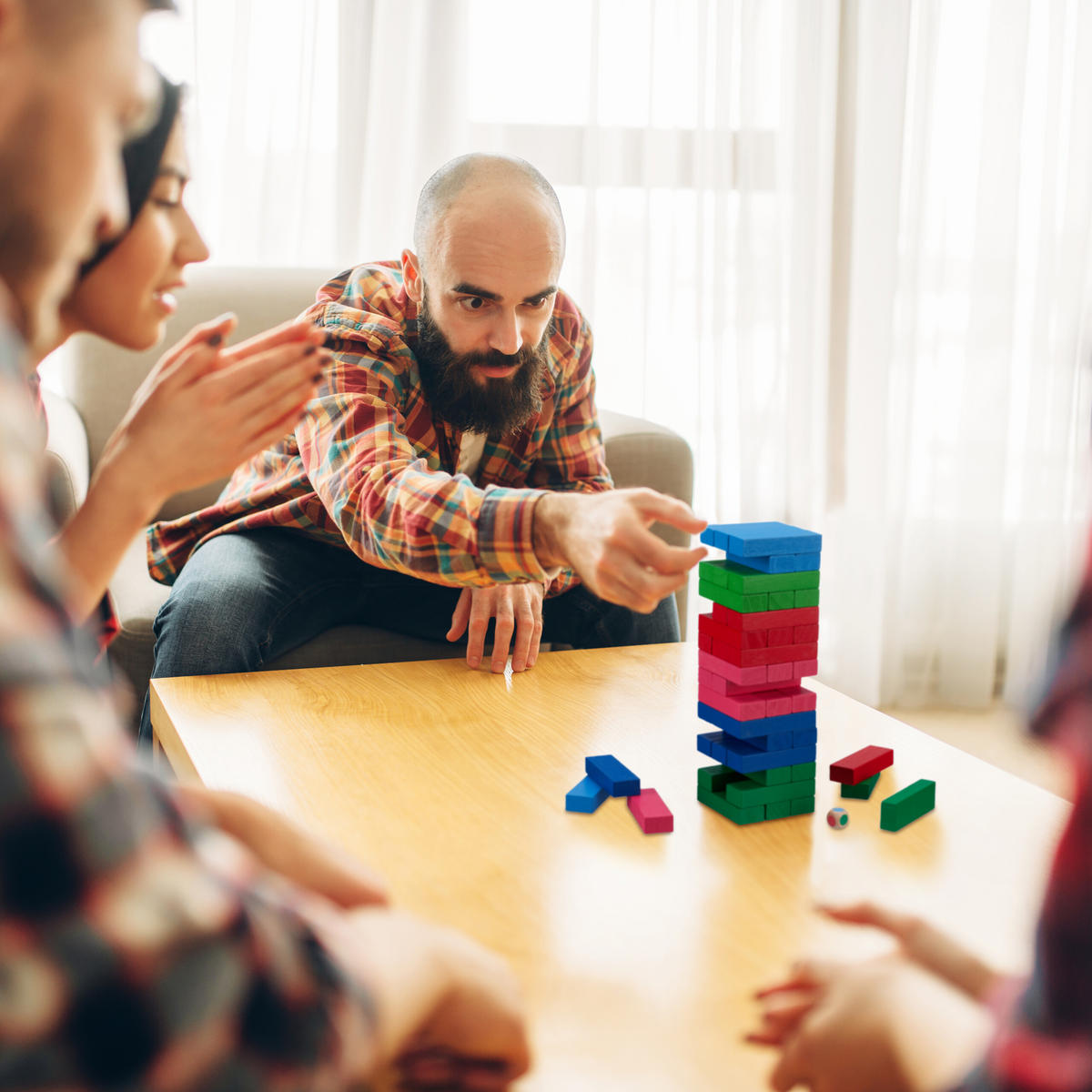 WACKELTURM - Multicolor, Holz (7.5/7.5cm) - Relaxdays