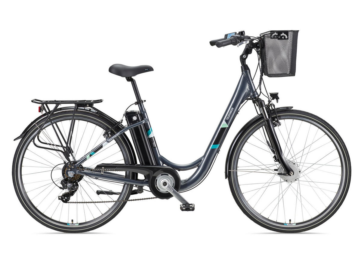 E-BIKE Cityrad Multitalent RC822 Für Damen u. Herren 374,4 Wh Frontmotor 7-Gang-Kettenschaltung 28 Zoll - Anthrazit, Metall (114.5cm) - Telefunken