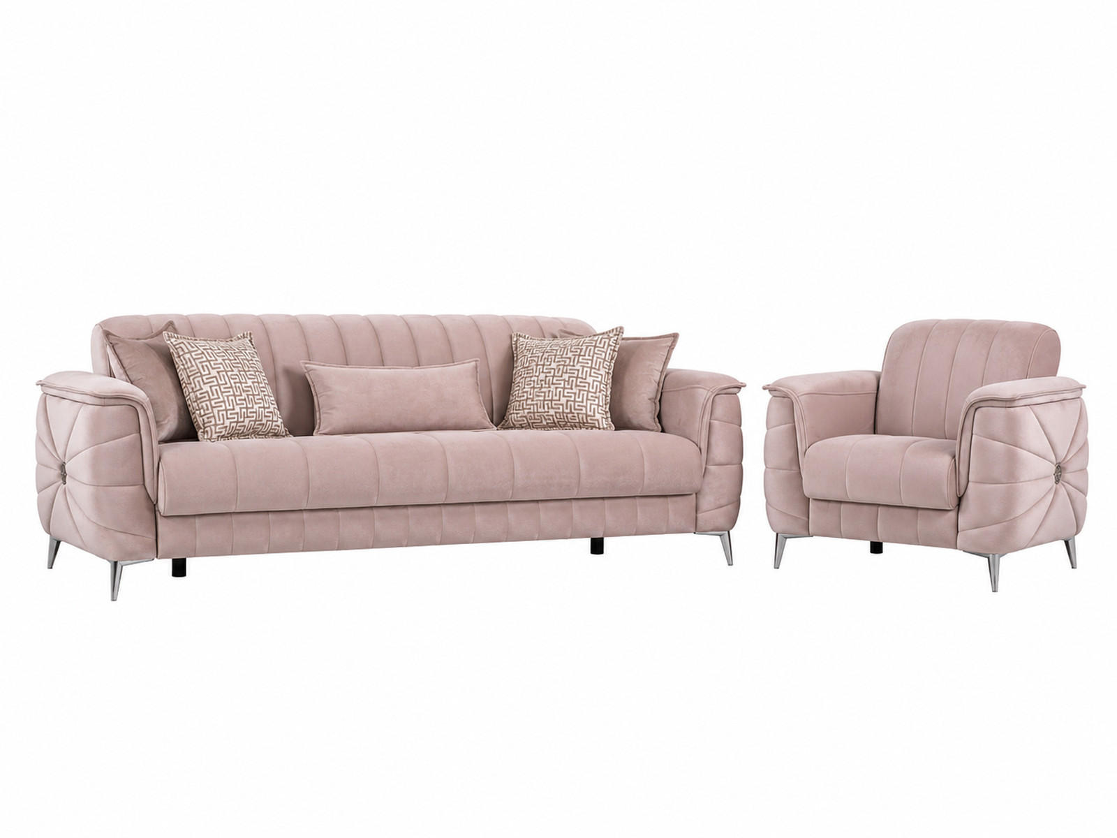SITZGARNITUR Osorno, Beige Stellvariante 3+1 - Beige, Holzwerkstoff/Kunststoff (240/80/100cm)