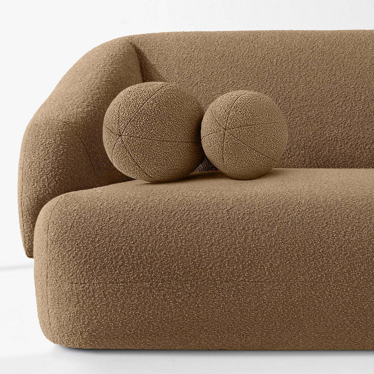 EINZELSOFA VIRA, Dunkelbeige, Bouclé - Schwarz/Braun, Holz/Holzwerkstoff (210/84/100cm) - KONSIMO®