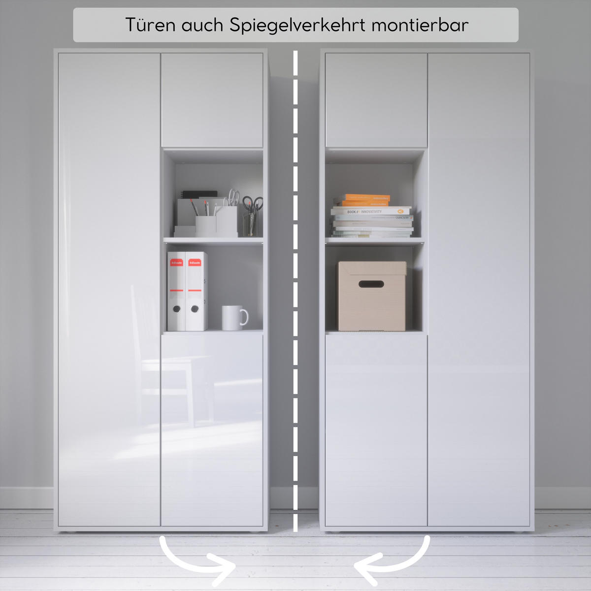 AKTENSCHRANK Amira T20 Weiß Hochglanz 180/80/40 cm - Weiß Hochglanz, Holzwerkstoff (80/180/40cm) - SIMPLYFURN