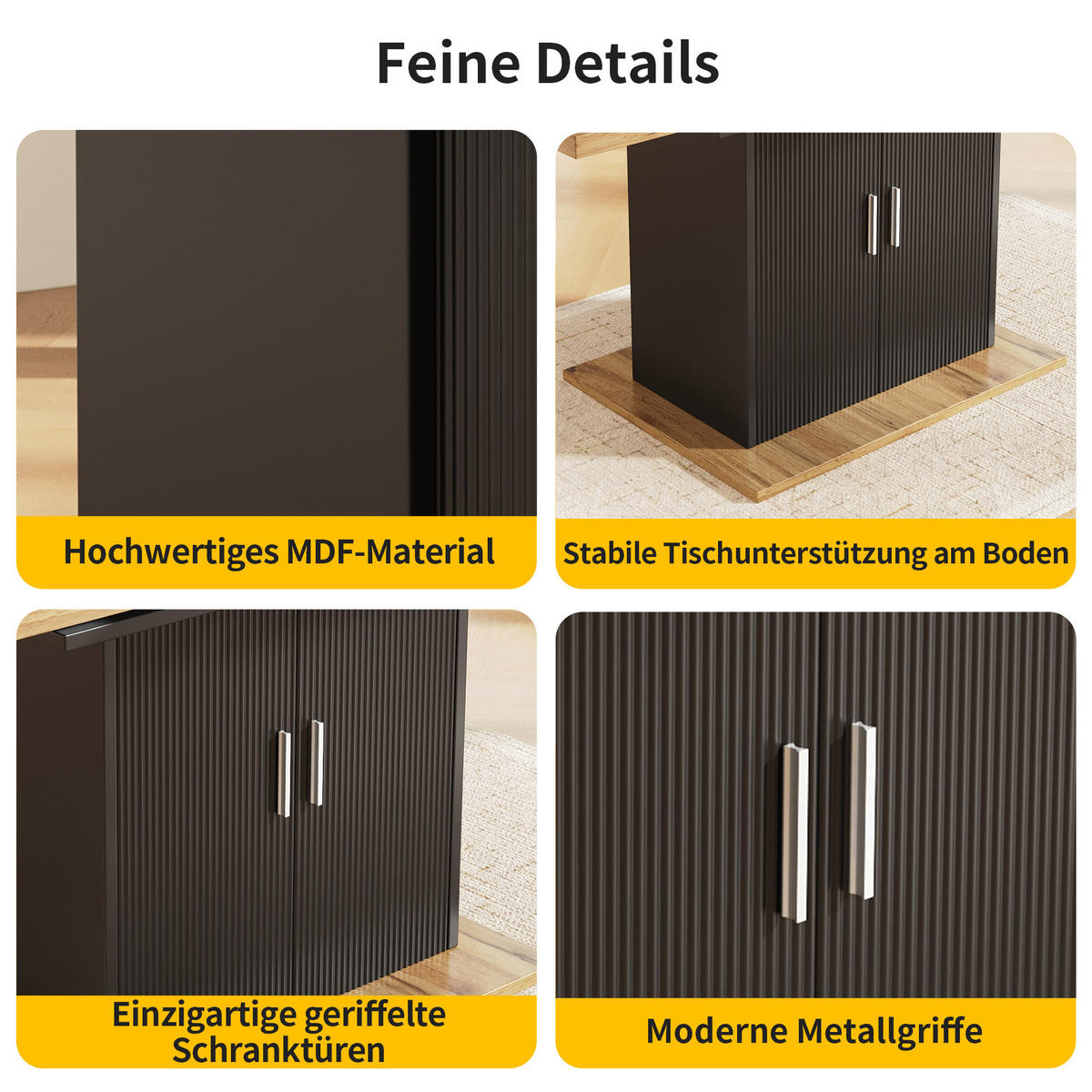 ESSTISCH in Schwarz und Holzoptik 110-140/70/76 cm - Schwarz, Holzwerkstoff (140/70/76cm) - Urban Meuble