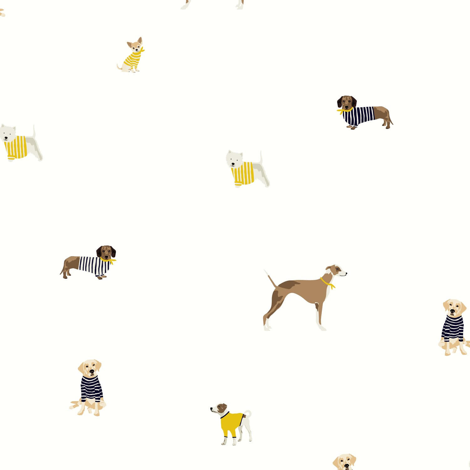 VLIESTAPETE - Hafenhunde - Weiß - Multicolor, Papier/Kunststoff (52/1000cm) - Joules
