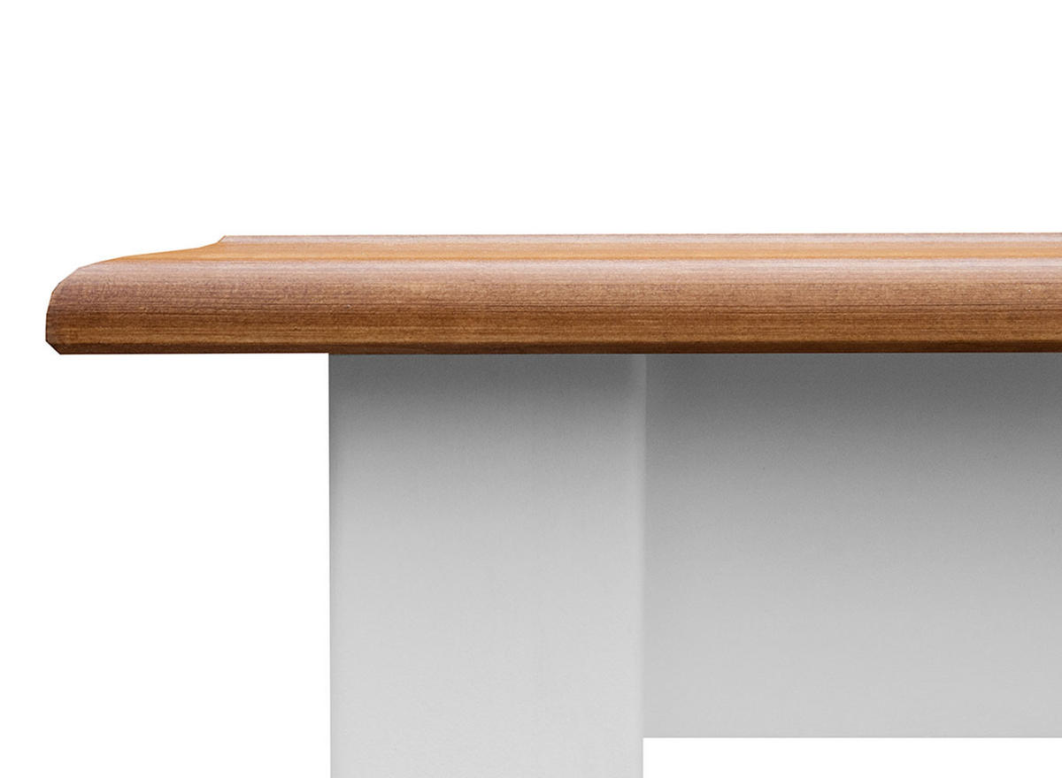 SCHMINKTISCH Belluno Elegante Kiefer weiß (RAL9010) lackiert / Kiefer gebeizt, Eichefarben 93 / 44 / 84cm - Eichefarben/Weiß, Holz/Metall (44/93/84cm) - Feldmann-Wohnen