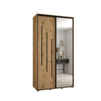 SCHWEBETÜRENSCHRANK 235,2/140/45 2-türig - Schwarz/Eiche Artisan, Holz/Metall (140/235/45cm) - Abiks Möbel