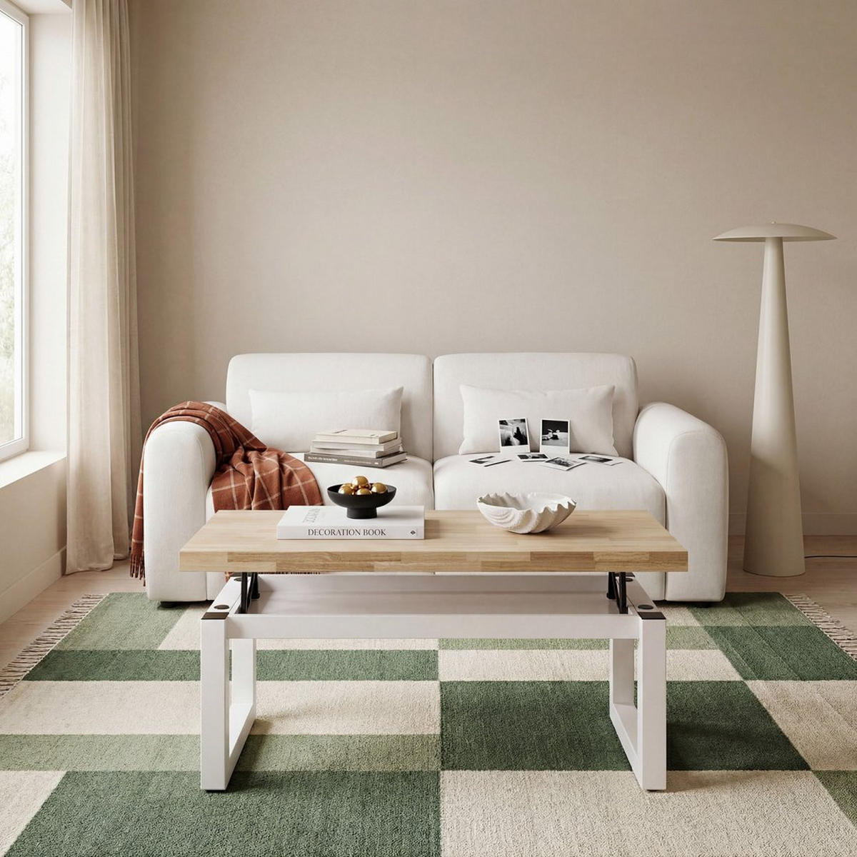 COUCHTISCH HOCHKLAPPBARER Alys Weiß 120 cm x 48 - 62 cm - Weiß, Holz (60/120/48cm) - Klast Home