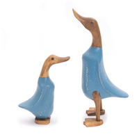 FIGUREN-SET Duck 2-teilig Massivholz, Ente in 2 verschiedenen Größen blau - Blau, Holz (20/33/14cm) - DESIGN DELIGHTS