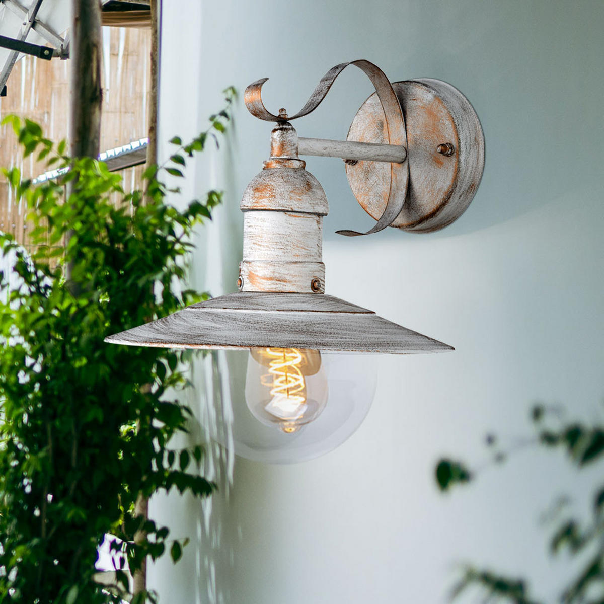 WANDLEUCHTE Landhausstil Weiß Gold - Weiß, Metall (27.2/24/25.6cm)