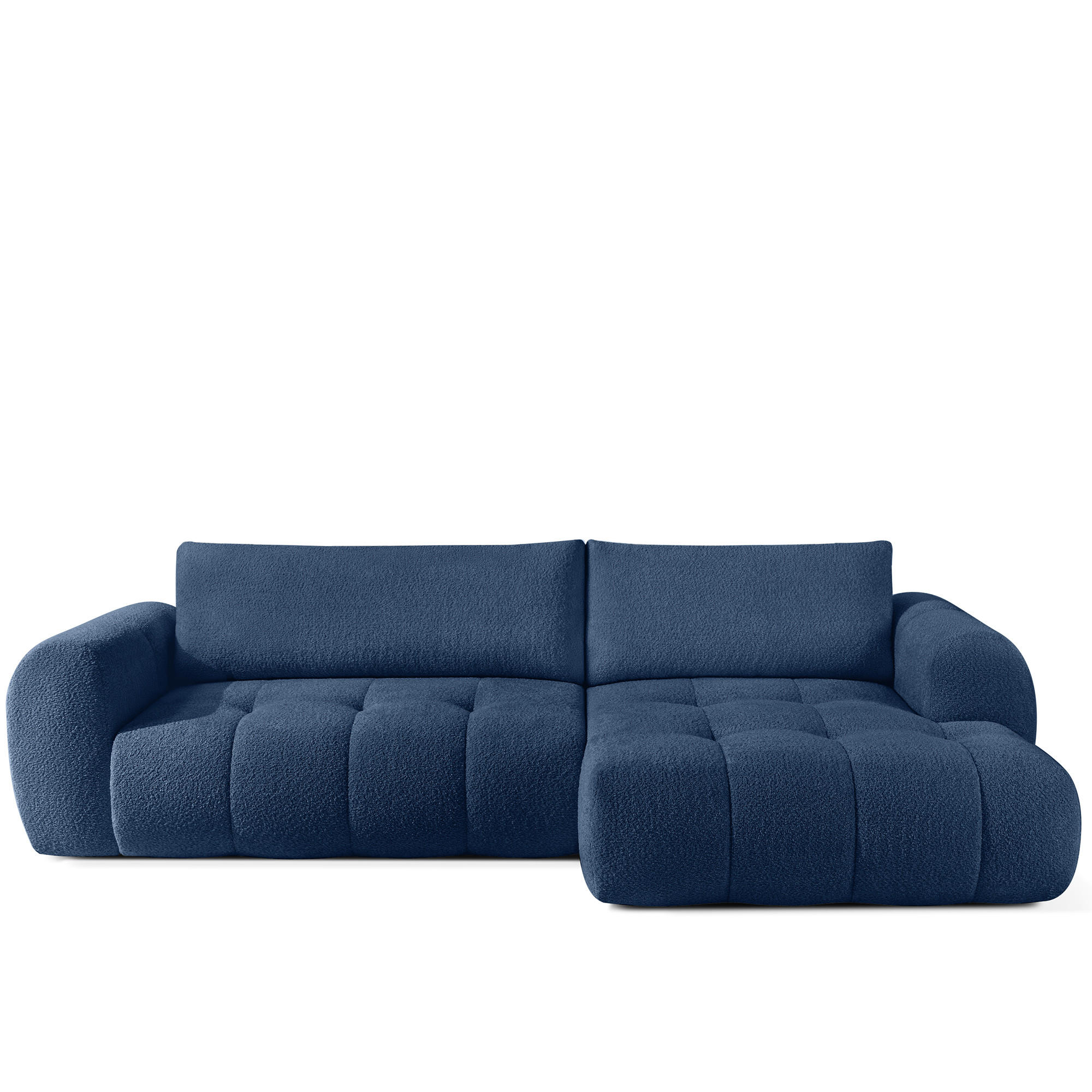ECKSOFA RECHTS LIRA, Dunkelblau, Bouclé - Dunkelblau, Holz/Holzwerkstoff (295/112cm) - KONSIMO®