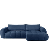 ECKSOFA RECHTS LIRA, Dunkelblau, Bouclé - Dunkelblau, Holz/Holzwerkstoff (295/112cm) - KONSIMO®