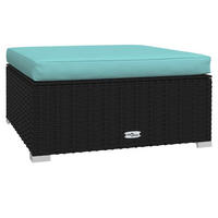 GARTEN-FUSSHOCKER Mit Kissen Schwarz 70/70/30 Cm Poly Rattan - Schwarz, Kunststoff (70/30/70cm) - vidaXL