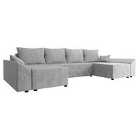 WOHNLANDSCHAFT Dante U Cord - Hellgrau/Schwarz, Holz/Kunststoff (310/82/140cm) - MIRJAN24