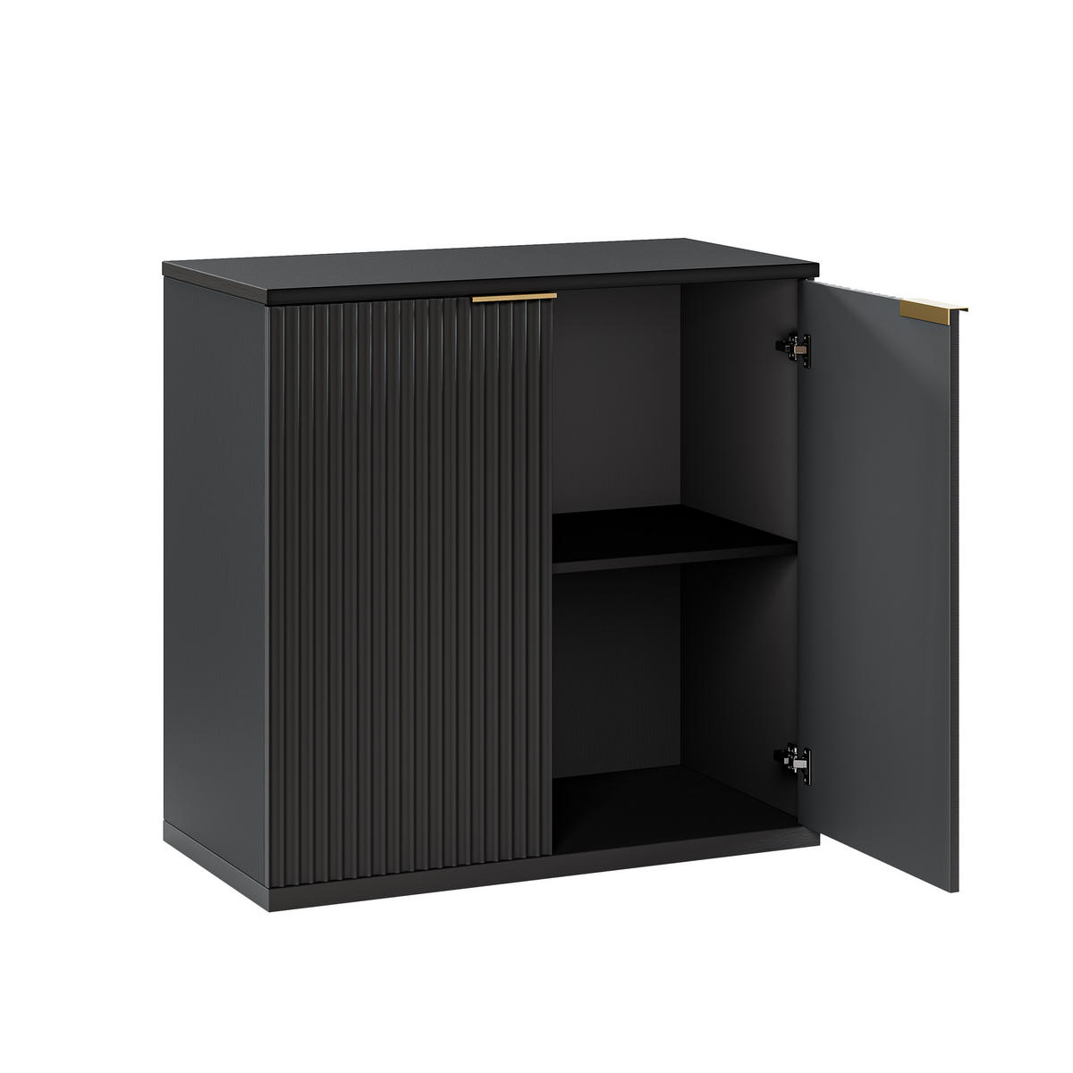 SIDEBOARD 80/40/80 cm schwarz aus MDF mit Faltenfront und Stauraum - Schwarz, Holzwerkstoff (80/80/40cm) - OKWISH