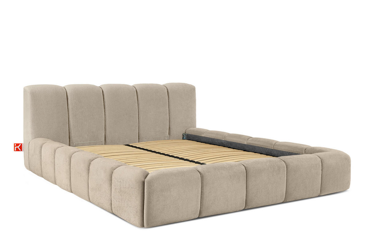POLSTERBETT OLMIRA - Greige/Schwarz, Holz/Holzwerkstoff (202/203cm) - KONSIMO®