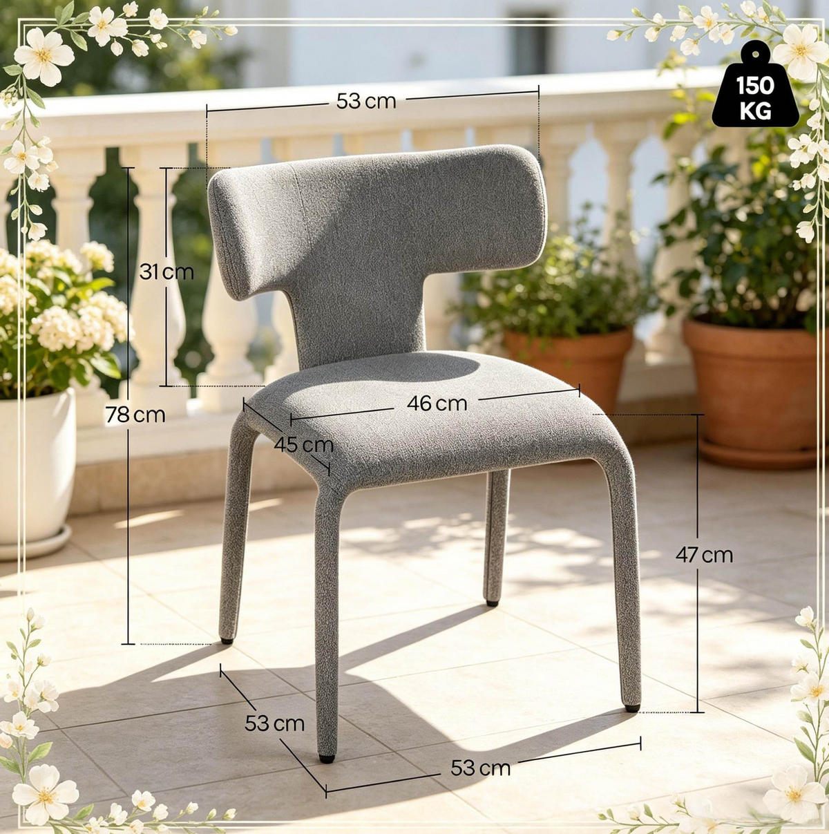STUHL 2er-Set mit Rollen 53 x 53 x 78 cm Grau - Grau, Metall (53/78/53.1cm) - Meubliv
