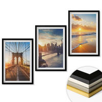 WANDBILDER 3er-Set - 40x60 cm Schwarzer Rahmen - Brücken, Sonnenuntergänge, Stadt - Schwarz, Kunststoff (40/60cm) - ArtPrintCave