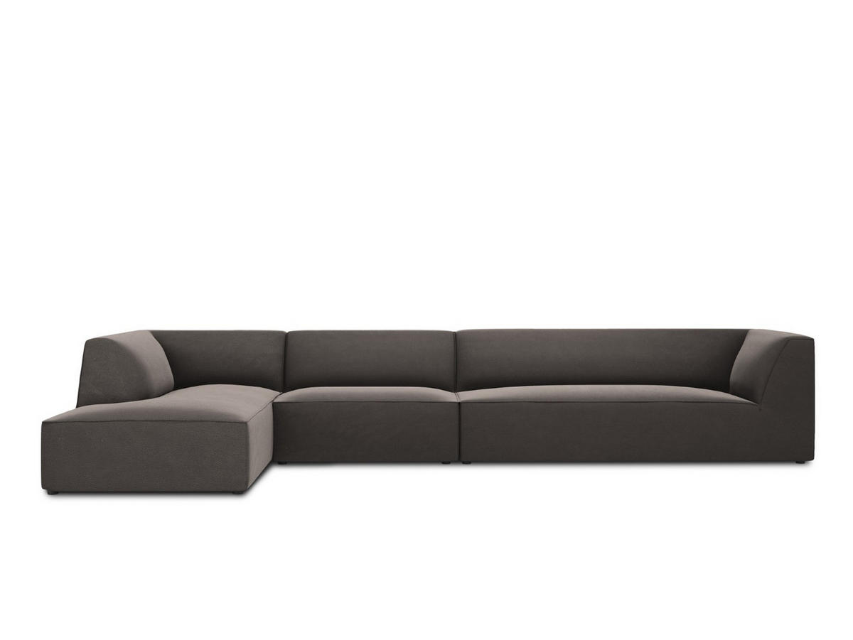 ECKSOFA links Ruby aus Samt dunkelgrau 5 Sitzplätze - Dunkelgrau, Textil (180/366cm) - Micadoni