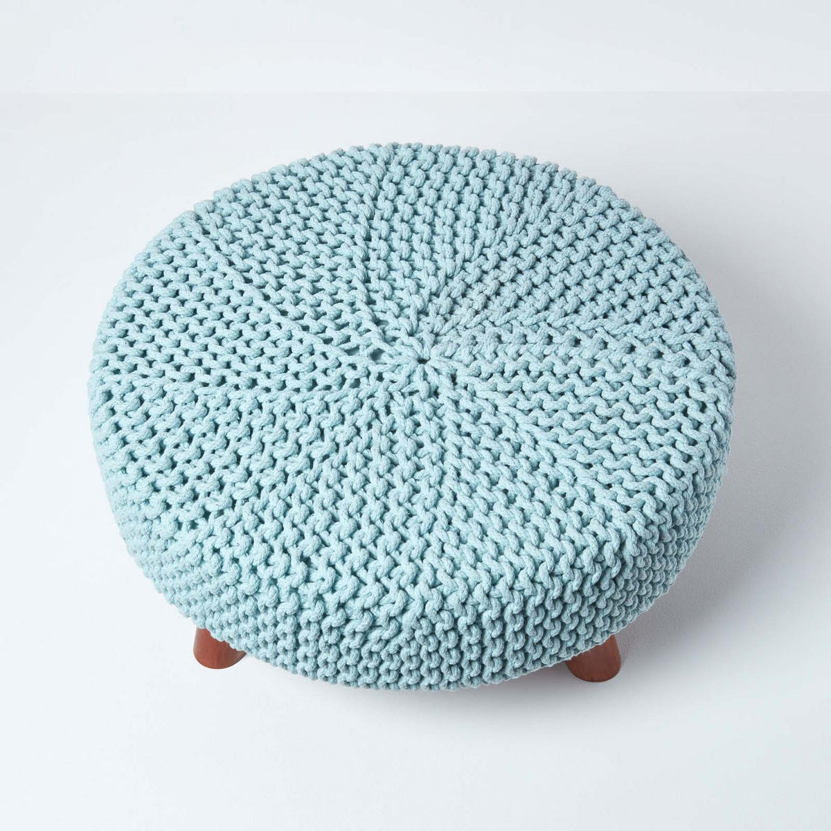 STRICK-HOCKER pastellblau, rund 62/62/30 cm - Hellblau, Textil (62/30/62cm) - Homescapes