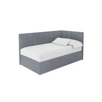 EINZELBETT Jugendbett mit Bettkasten Links, ohne Matratze - LOVY 90x200 Grau - Grau, Holzwerkstoff/Textil (90/200cm) - ALTDECOR